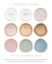 Load image into Gallery viewer, six different colors of wax seal on a white background
