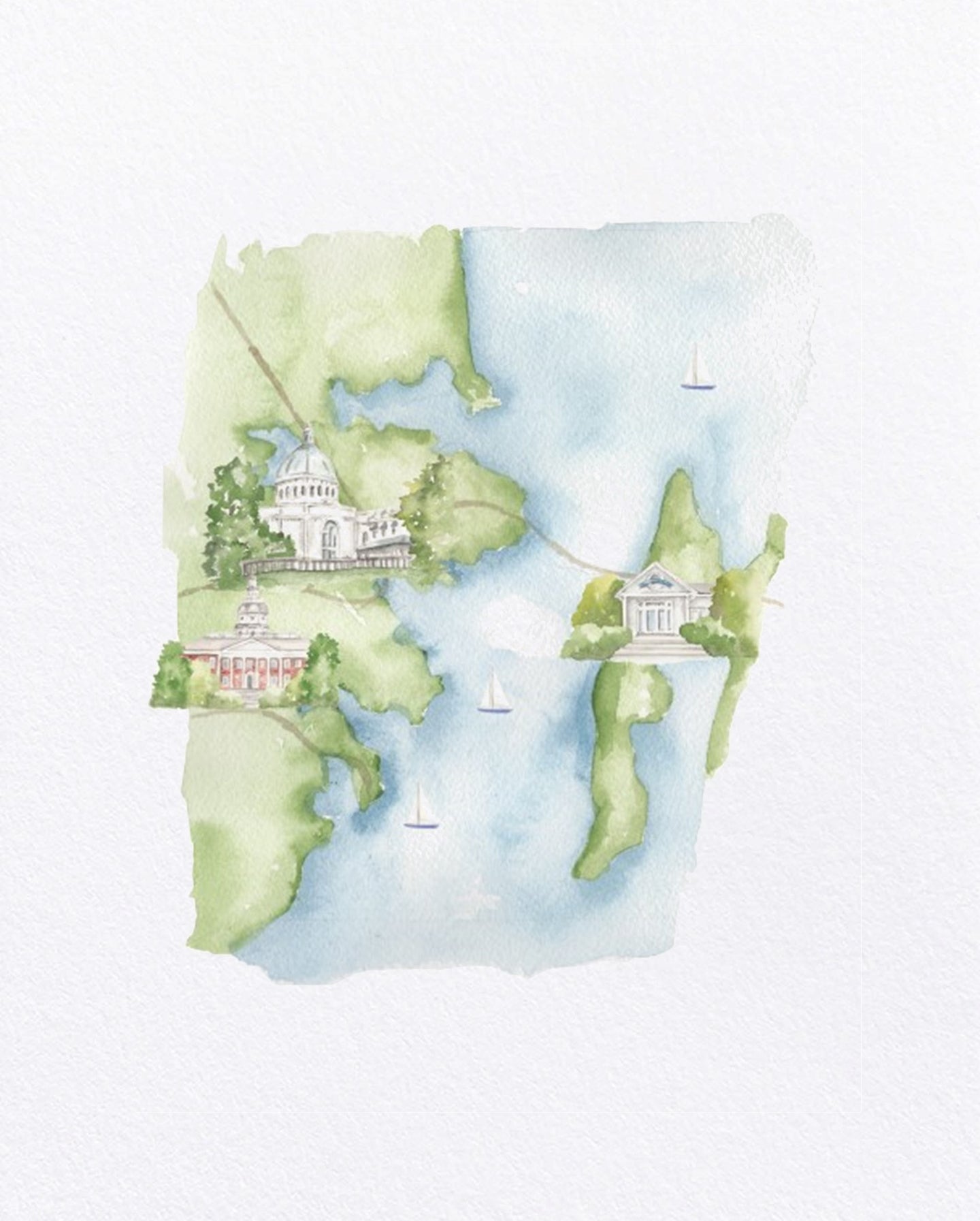 Hand Painted Watercolor Map