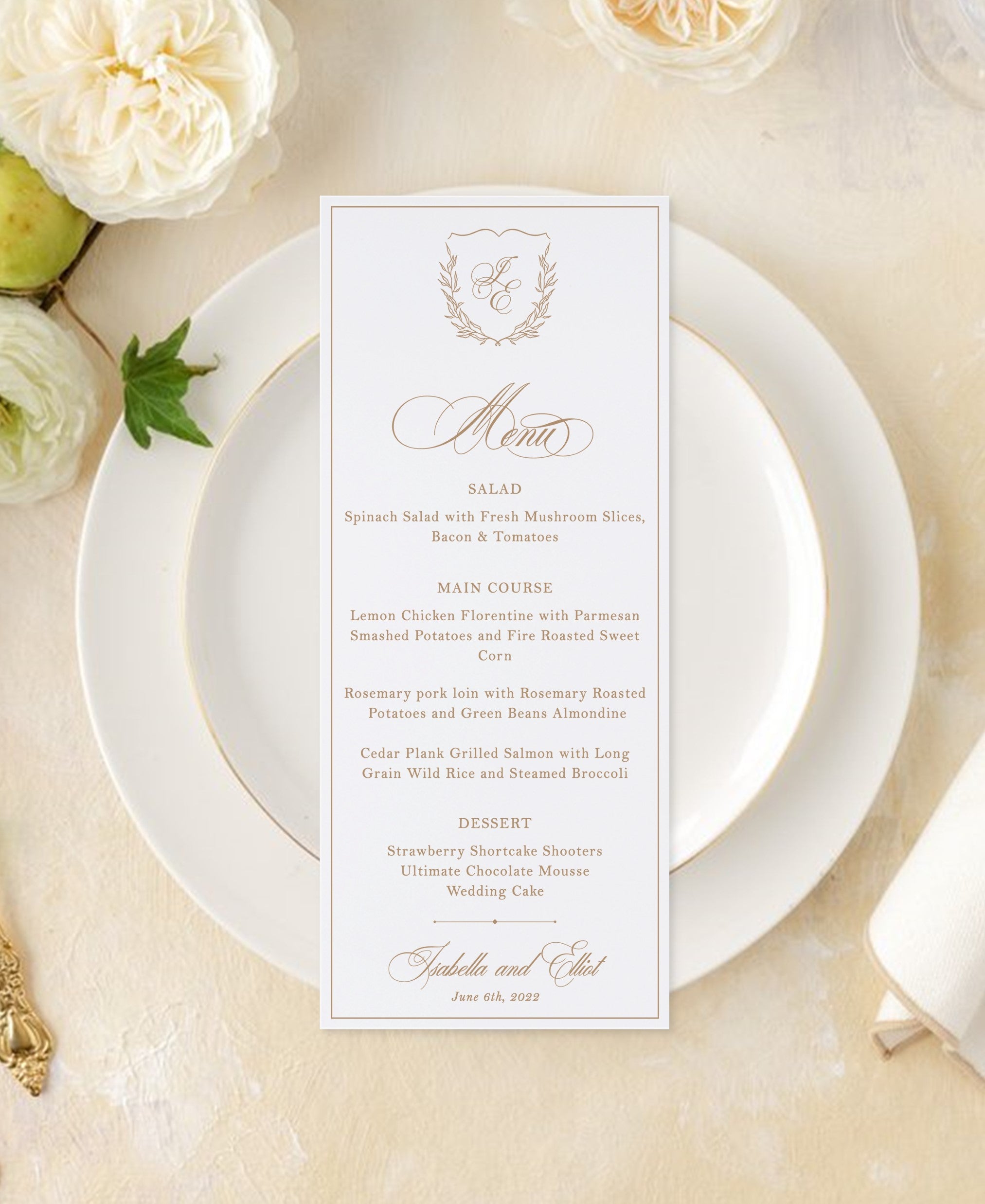 Isabella Menu Cards