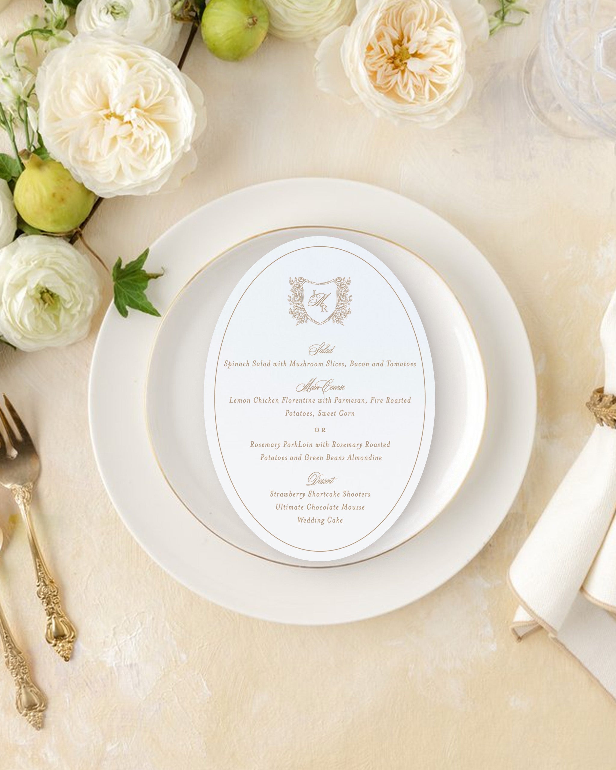Juliette Oval Menus